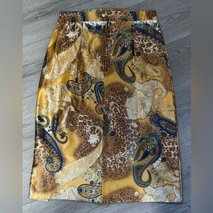 3/$18 VTG. Handmade Paisley and Leopard Print Pencil Skirt